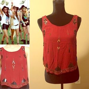 Coachella Chic! S Beaded Free People Tank